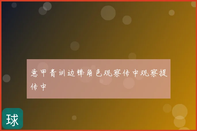 意甲青训边锋角色观察传中观察提传中